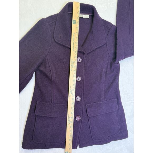 L.L.Bean Pea Coat Women’s Sz M Purple Bellandi Italian Boiled Wool Collared - Picture 7 of 8